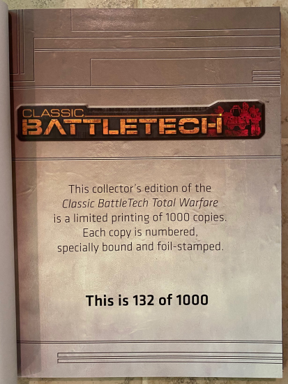 Classic BattleTech Total Warfare Collector's Limited Edition - Click Image to Close